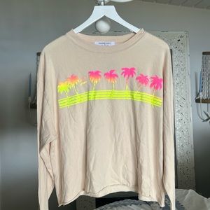 NWT FREE PEOPLE- California Palm Tree Long Sleeve Creme Top